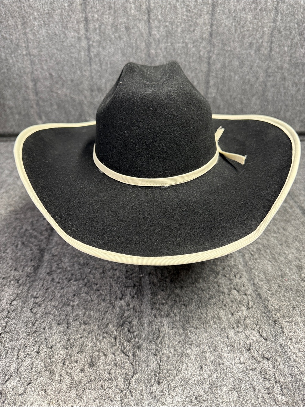 Bullhide Black Felt Western Hat with Cream Trim and Band